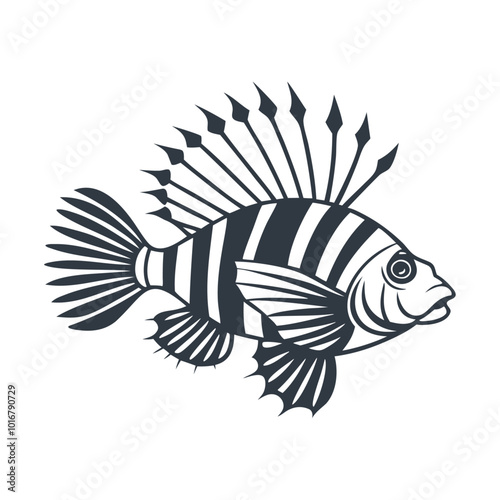 Black silhouette lionfish icon design