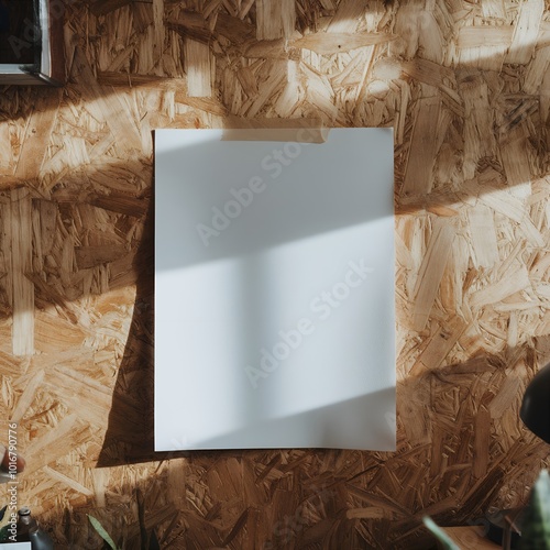 Blank Paper Pinned to a Textured wood Wall, copy space white paper