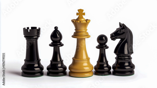 Chess pieces on white background