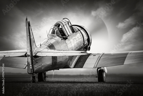 historical aircraft against a gramatic sky photo