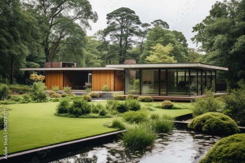 Mid century modern house architecture outdoors building.