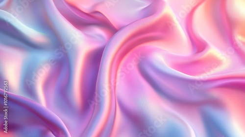 Elegantly wavy iridescent fabric texture in pastel colors for decorative backgrounds