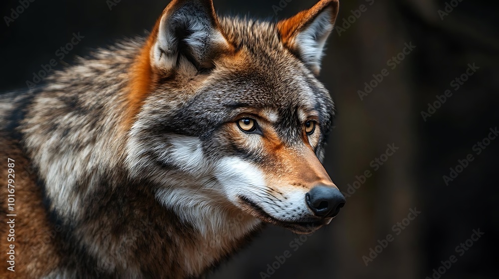 Wild Wolf Portrait with Intense Gaze and Golden Eyes