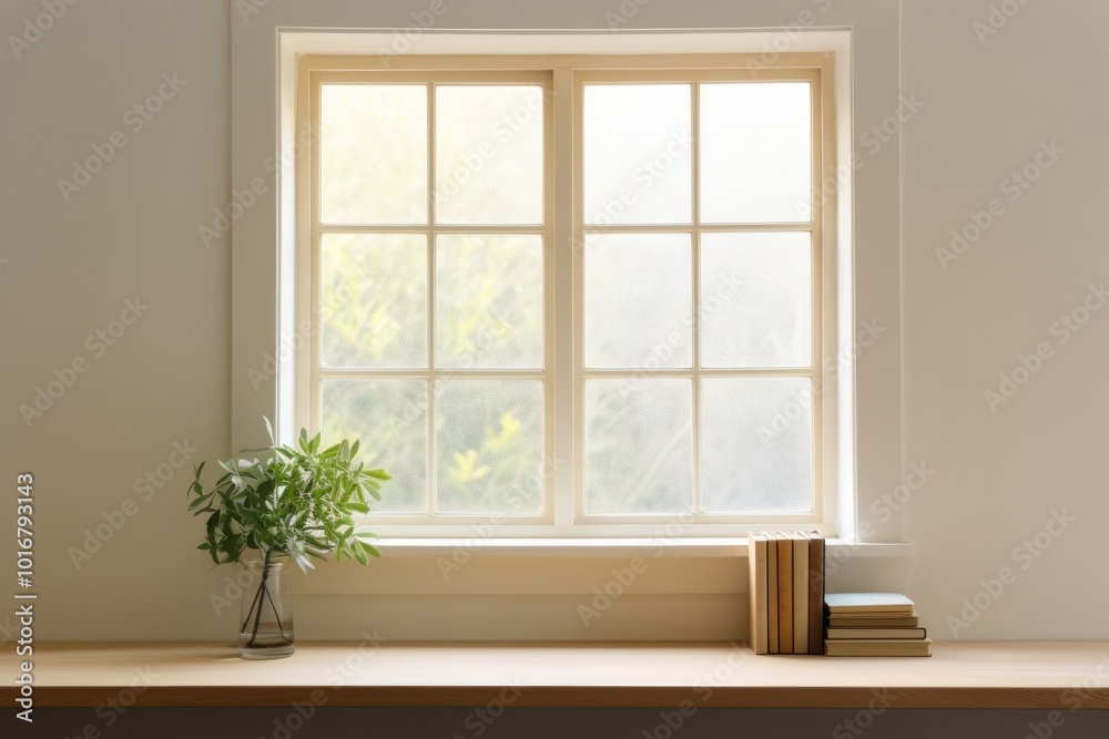 Double-hung windows windowsill plant architecture. Double-hung windows windowsill plant architecture.