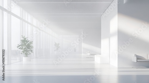 vague image of a modern open office with white interior for a background design