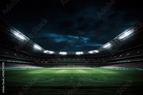 Empty sports stadium architecture illuminated competition. photo