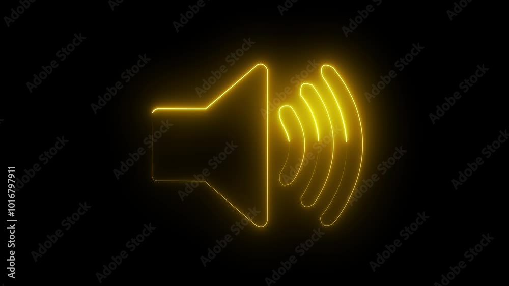 Speaker animation by yellow colored neon on black background. Speaker animation by yellow colored neon on black background.