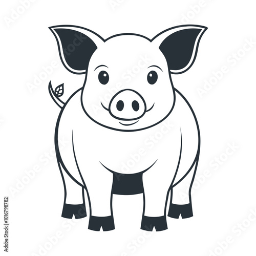 Vector pig silhouette black icon design