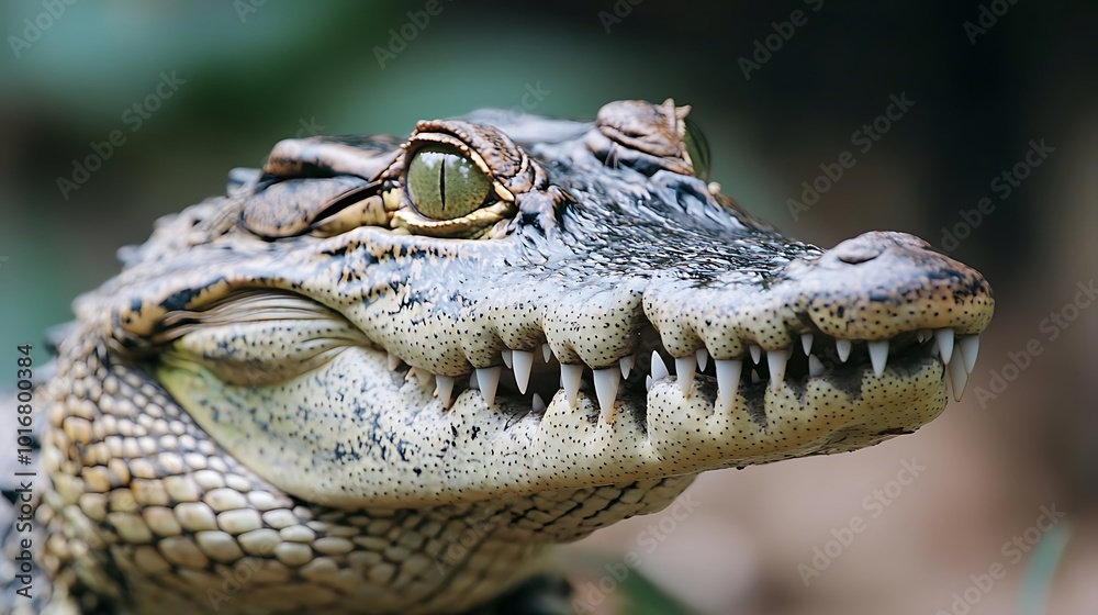 Obraz premium Close Up of Crocodile Mouth with Sharp Teeth