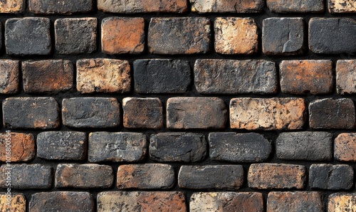 Detailed Brick Wall Textured Background in Vintage Rustic Industrial Style photo