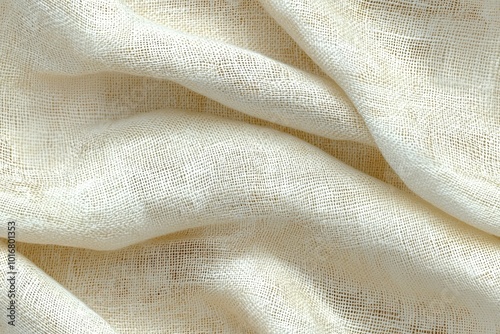 Elegant Beige Linen Fabric Texture with Soft Crumpled Folds and Creases