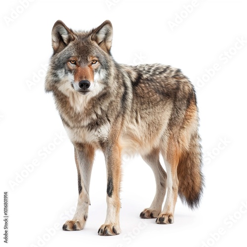 Steppe Wolf on Transparent Background isolated on white background 