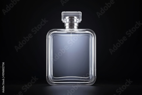 Elegant 3DRendered Transparent Case for Luxury Perfume Bottle with Soft Lighting and Reflections