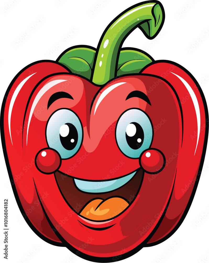 Obraz premium Happy Bell Pepper Character vector illustration design