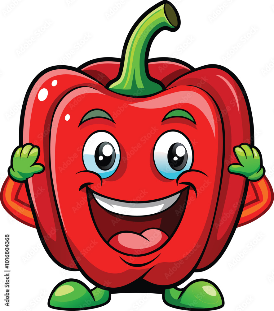 Happy Bell Pepper Character vector illustration design Happy Bell Pepper Character vector illustration design