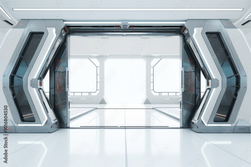 Futuristic architecture technology elevator.  Image by rawpixel.