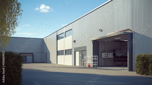Fototapeta Naklejka Na Ścianę i Meble -  exterior of a modern warehouse with a small office unit
