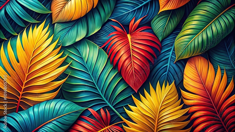 abstract tropical leaf colorful yellow green red blue background wallpaper abstract tropical leaf colorful yellow green red blue background wallpaper