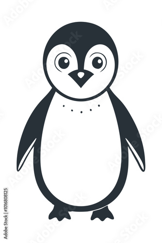 A black penguin bird isolated on white