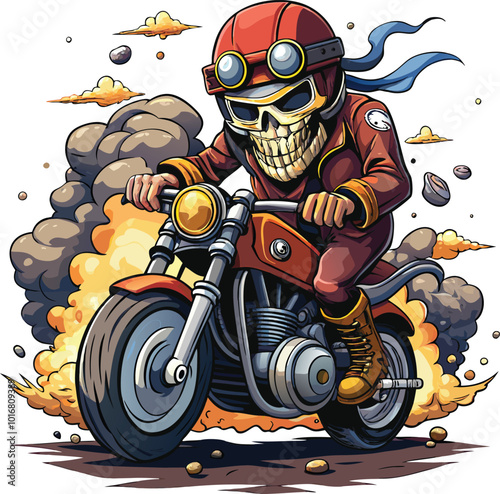 Motorcycle skull rider clipart vector