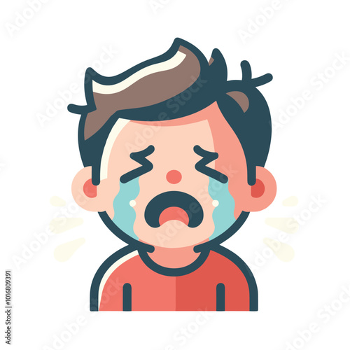 Cartoon crying child illustration emotional expression and childhood emotions