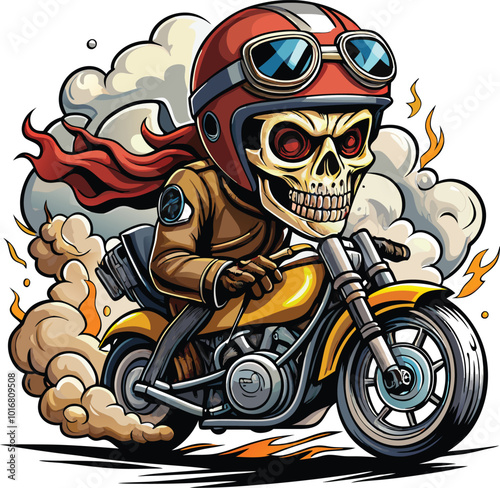 Motorcycle skull rider clipart vector