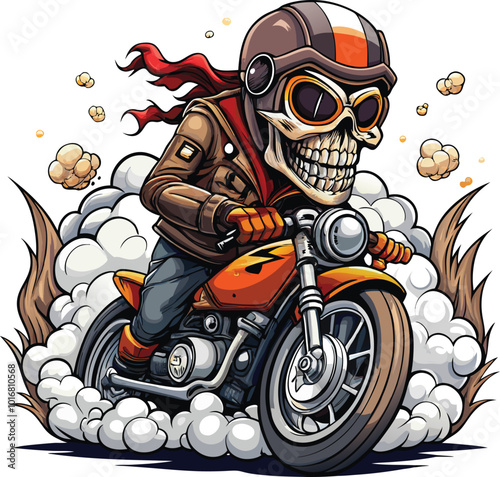 Motorcycle skull rider clipart vector
