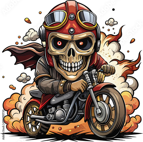 Motorcycle skull rider clipart vector