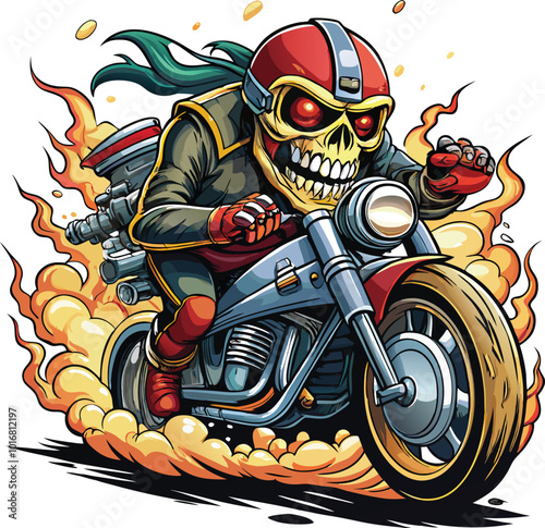 Motorcycle skull rider clipart vector