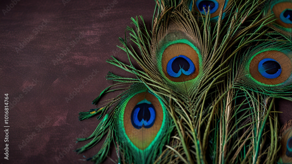 Fototapeta premium Colorful Peacock Feathers with Symbolic Significance