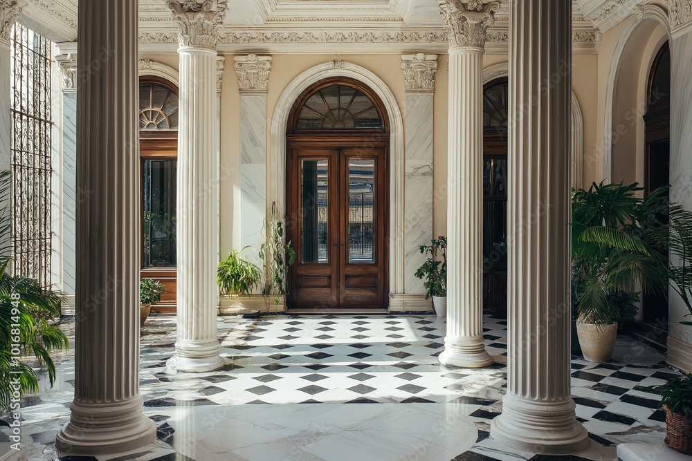 Obraz premium Palace interior background columns hall