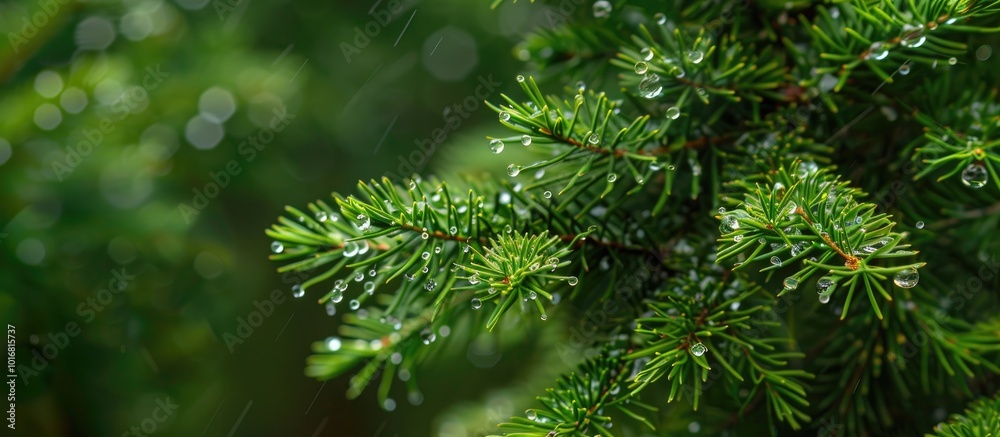 Raindrops on Green Bush with Selective Focus Raindrops on Green Bush with Selective Focus