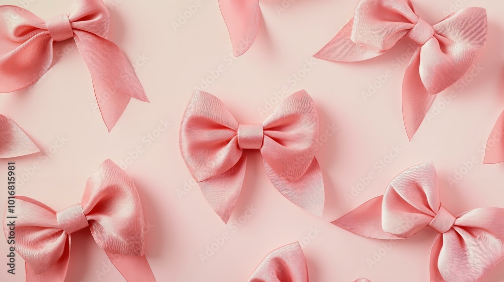 Elegant pink bows on pastel background perfect for gift wrapping and decoration. Elegant pink bows on pastel background perfect for gift wrapping and decoration.