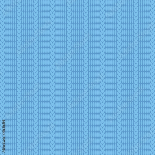 Vector Stylish Knit. Blue Knitted Texture. Woolen Pullover Canvas Print. Winter Fabric Pattern.