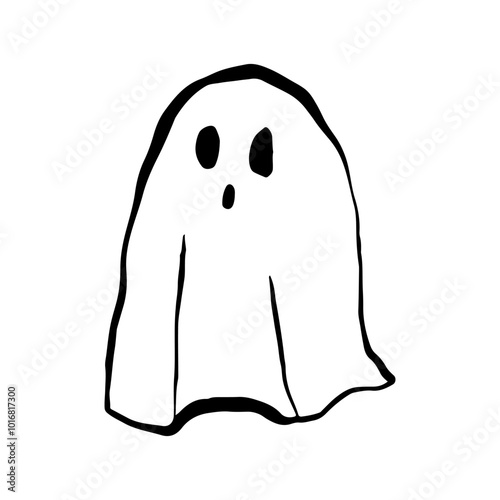 A ghost doodle drawing, vector illustration