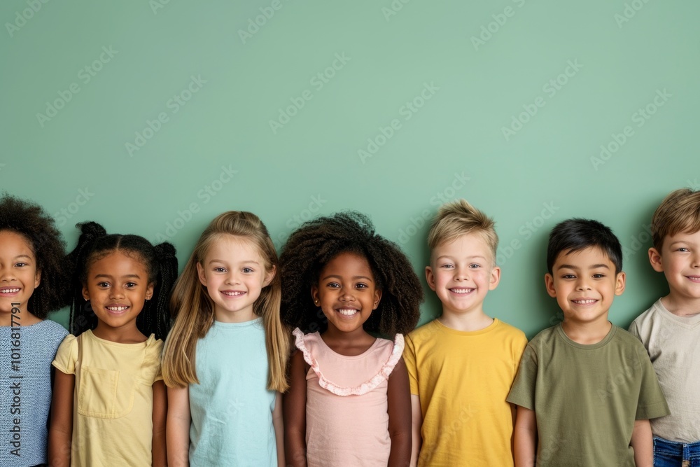 Group of children smiling and looking at the camera with copyspace Group of children smiling and looking at the camera with copyspace
