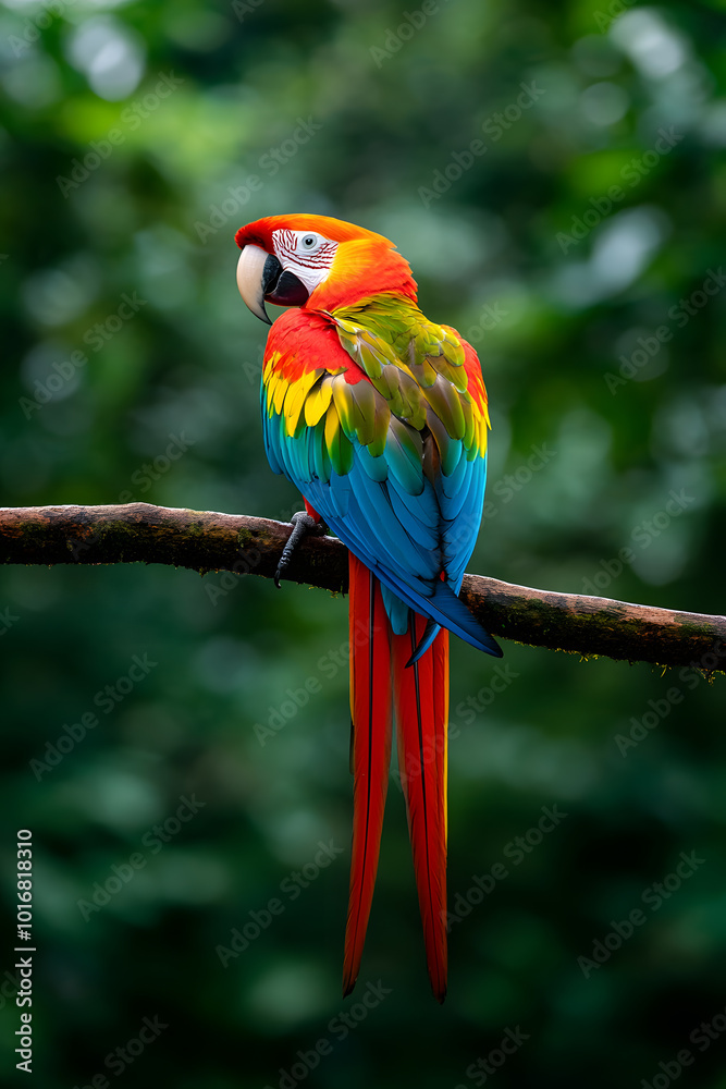 Fototapeta premium Vibrant Blue and Yellow Macaw | Stunning Tropical Bird in Its Natural Habitat