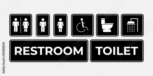 Minimalist Restroom or toilet Icons, Clean and Simple Designs