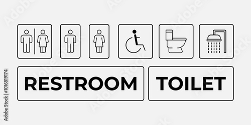 Minimalist Restroom or toilet Icons, Clean and Simple Designs
