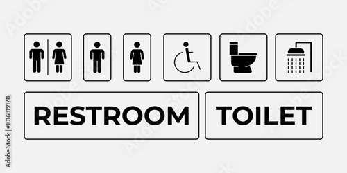 Minimalist Restroom or toilet Icons, Clean and Simple Designs