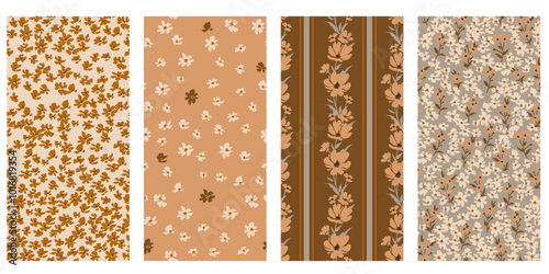 Seamless spring vector pattern with floral motif for dress fabric	
