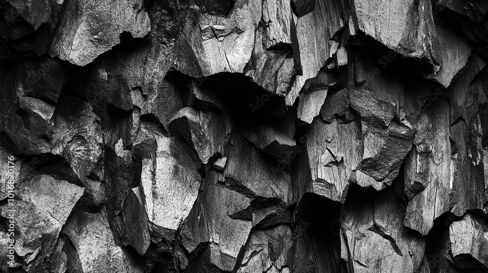 Textured Black and White Rock Formation Textured Black and White Rock Formation