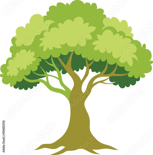 An Olive green tree vector art illustration and colorful graphics logo design