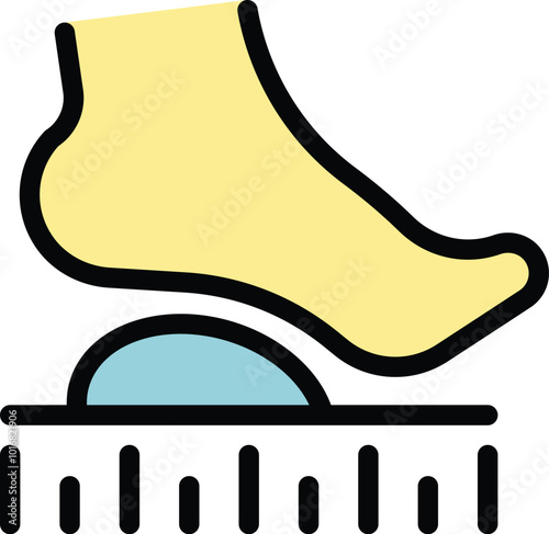 Human foot is stepping on a half balance ball, symbolizing physical therapy and rehabilitation exercises
