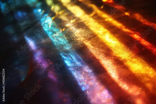 ethereal light leak overlay texture soft rainbow prism effect on black background dreamy analog film aesthetic adds warmth and nostalgia to photographic compositions