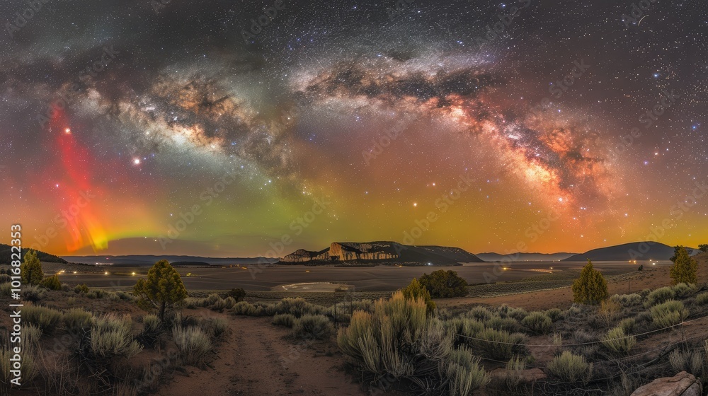 Colorful milkyway galaxy night stars landscape Colorful milkyway galaxy night stars landscape