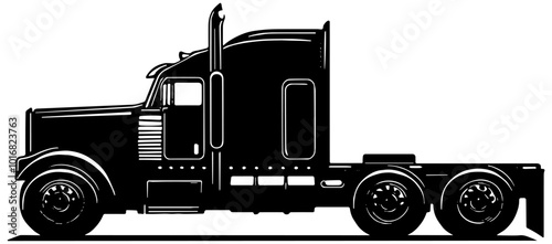 Silhouette of a semi truck big rig, isolated 