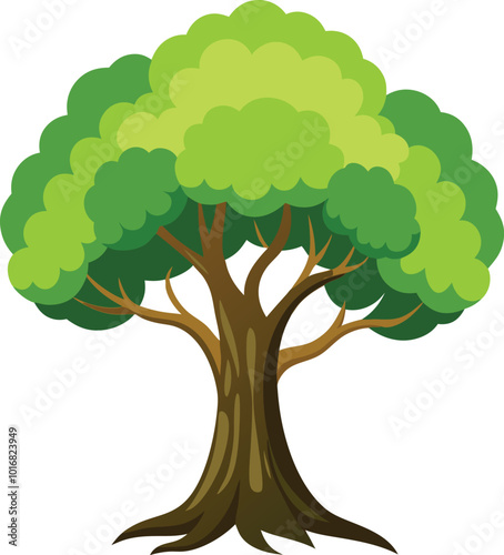 An Olive green tree vector art illustration and colorful graphics design