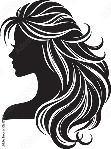 A sleek silhouette of a woman's hairstyle, showcasing flowing curves, elegant lines, and timeless beauty.