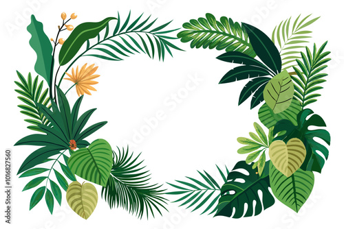 A tropical leaves frame illustration